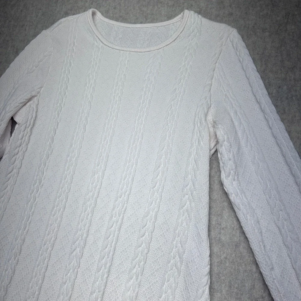 Cream Cable Knit Crew Neck Long Sleeve Tunic Dress Women's‎ XL NWOT